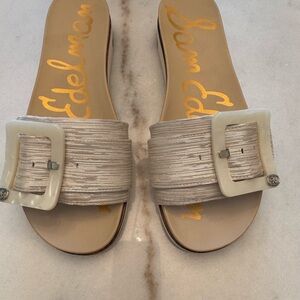 Sam Edelman Women's Ariane Silver Metallic Slide Sandals